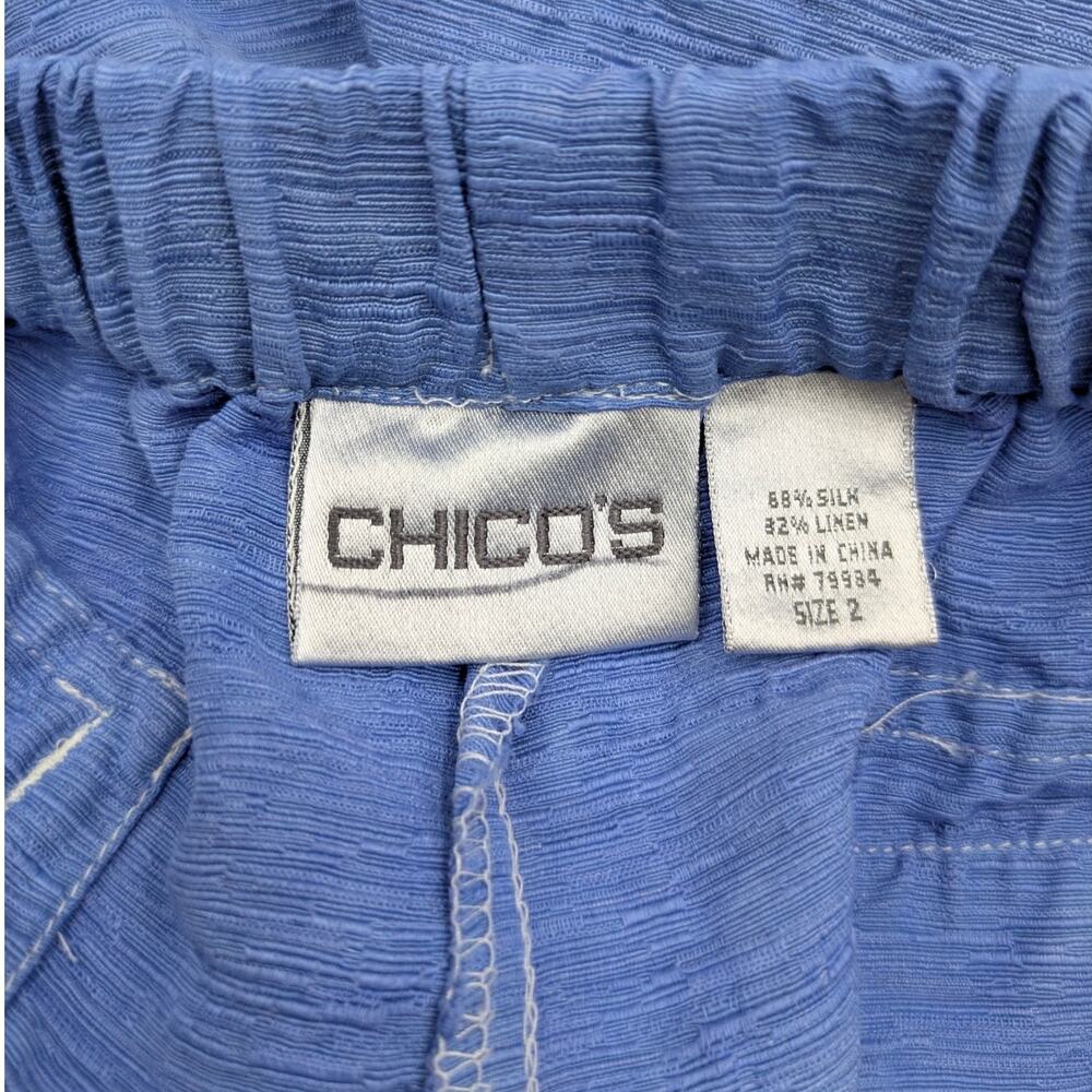 CHICO'S Silk Linen Blend Garment-Dyed Crop Pants Ocean Blue - Large (Chico's 2) - Picture 6 of 6
